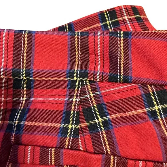 J.Crew Kelsey Pant | Red Tartan Plaid Mini-Flare Pants | Size 14 | Holiday Party - Picture 9 of 13